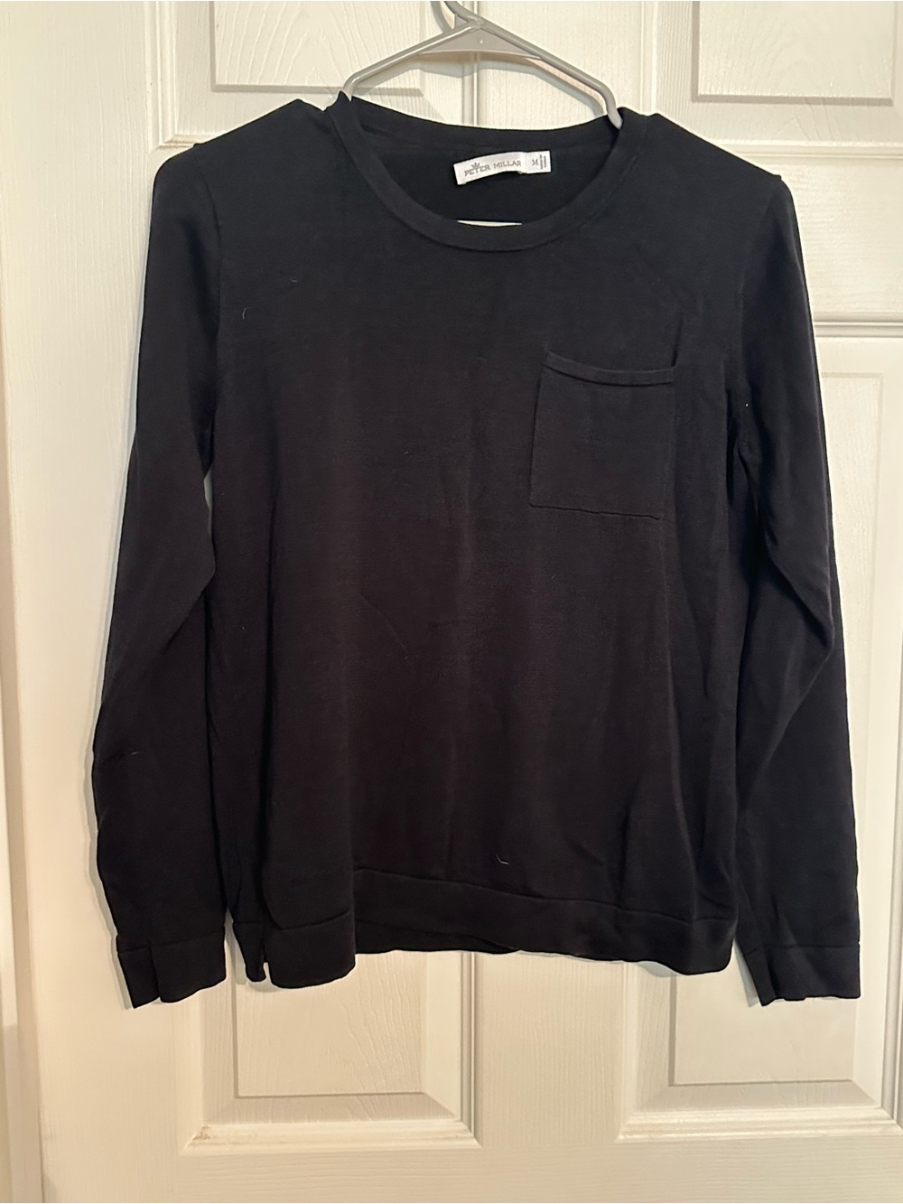 Peter Millar Black Long-Sleeve Pocket Crew Sweatshirt